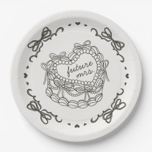 Beiger Retro-Bogen Herz Coquette-Torte Brautdusche Pappteller
