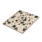 Beiger schwarzer Terrazzo-Muster neutrales Abstrac Fliese (Seite)