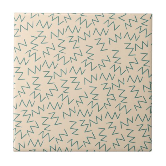 Beiges Blaues Zick-Zack-Muster Fliese (Vorderseite)
