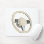 Beiges Dreispeichenlenkrad aus Leder Mousepad (Mit Mouse)