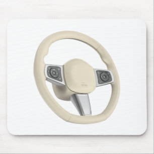 Beiges Dreispeichenlenkrad aus Leder Mousepad