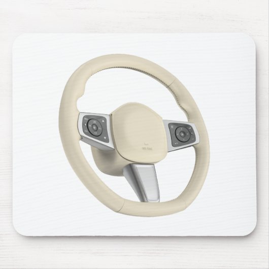 Beiges Dreispeichenlenkrad aus Leder Mousepad (Vorne)