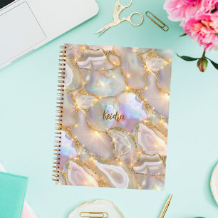 Beiges Gold Achat holografischer Name Notizblock