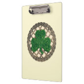 Beiges Kleeblatt auf keltischer Knochen Zwischenab Klemmbrett (Links)