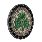 Beiges Kleeblatt auf keltischer Knotenmatte Dartscheibe (Vorderseite Links)