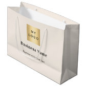 Beiges Logo-Name-Text-Markenzeichen Große Geschenktüte (Vorderseite Schrägansicht)