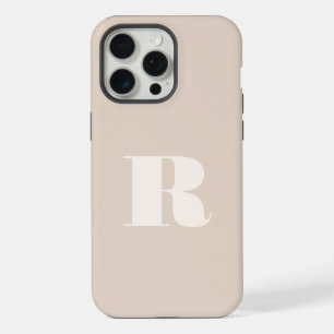 Beiges minimalistisches modernes initial fettgedru iPhone 15 pro max hülle