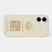 Beiges modernes Geschäftslogo & QR-Code-Promotion iPhone 16 Hülle (Rückseite (Horizontal))