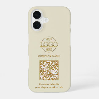 Beiges modernes Geschäftslogo & QR-Code-Promotion iPhone 16 Hülle