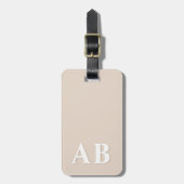 Beiges modernes Minimal-Initial-Monogramm Gepäckanhänger (Vorderseite vertikal)