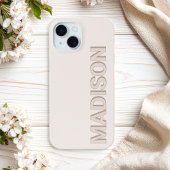 Beiges modernes Monogramm Name iPhone 15 Hülle