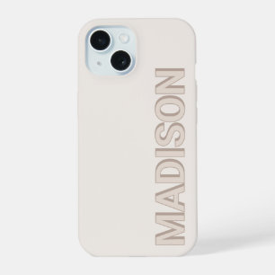 Beiges modernes Monogramm Name iPhone 15 Hülle