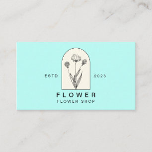 Beiges Teal Mädchenhaft Löwenzahn Blume Blumenhänd Visitenkarte