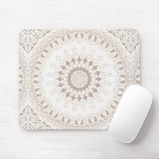 Beiges und cremefarbenes Mandala-Muster Mousepad (Mit Mouse)