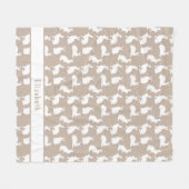 Beiges und weißes Hasenmuster mit Namen Ostern Fleecedecke (Vorderseite (Horizontal))