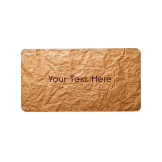 Beiges zerknittertes Papier Adressaufkleber