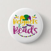 Beignets & Beads Funny Mardi Gras Carnival Geschen Button (Vorderseite)