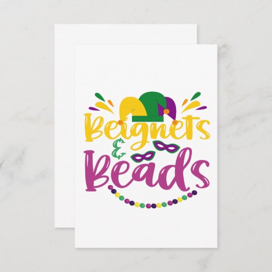 Beignets & Beads Funny Mardi Gras Carnival Geschen Dankeskarte (Vorne/Hinten)