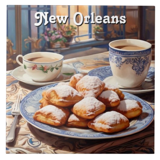 Beignets New Orleans Gebäck Süße Küche Fliese (Vorderseite)