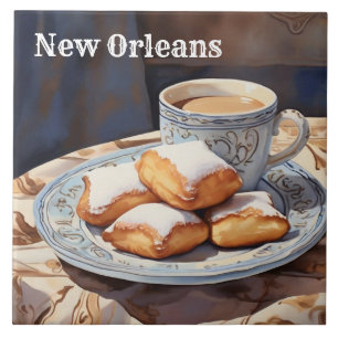 Beignets New Orleans Küche Gebackenes Dessert Küch Fliese