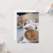 Beignets und Kaffee-Flachkarte Karte (Vorderseite/Rückseite Beispiel)