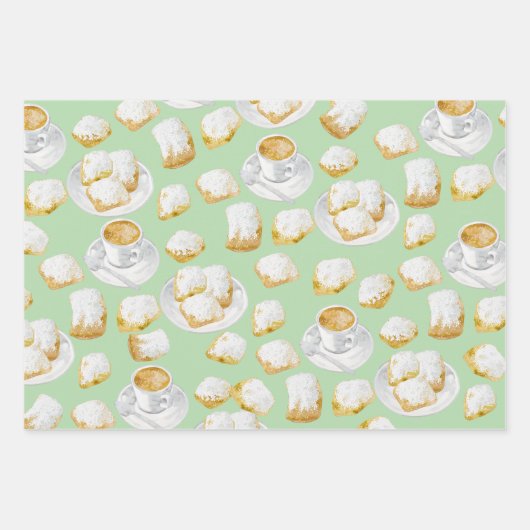 Beignets und Kaffeepapier Geschenkpapier Set (Vorderseite 3)