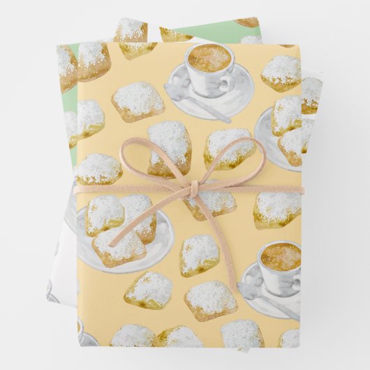 Beignets und Kaffeepapier Geschenkpapier Set (Beispiel)