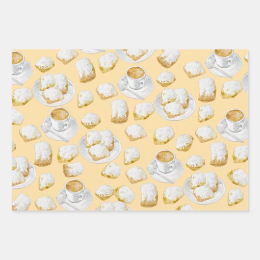 Beignets und Kaffeepapier Geschenkpapier Set (Vorderseite)