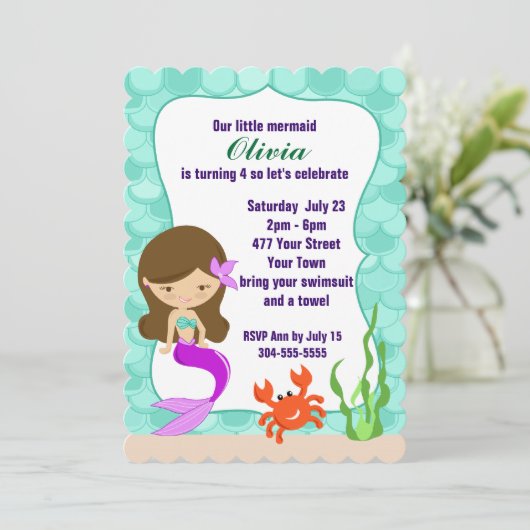 Beihilfe im Rahmen des Sea Pool-Party Einladung (Stehend Vorderseite)