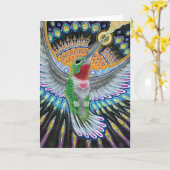 Beija Flor ("Blumen-Mund") Kolibri-Malerei Karte (Gelbe Blume)