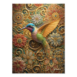 Beija-Flor em Flores Ornamentais Fotodruck