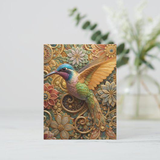 Beija-Flor em Flores Ornamentais Postkarte (Stehend Vorderseite)