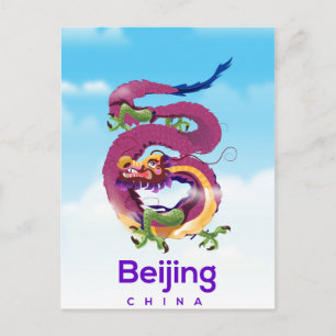 Beijing China Drache Reiseplakat Postkarte