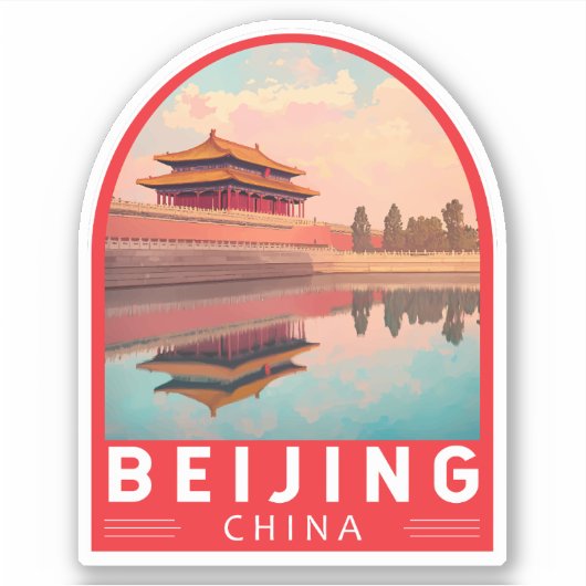 Beijing China Travel Art Emblem Aufkleber (Vorderseite)