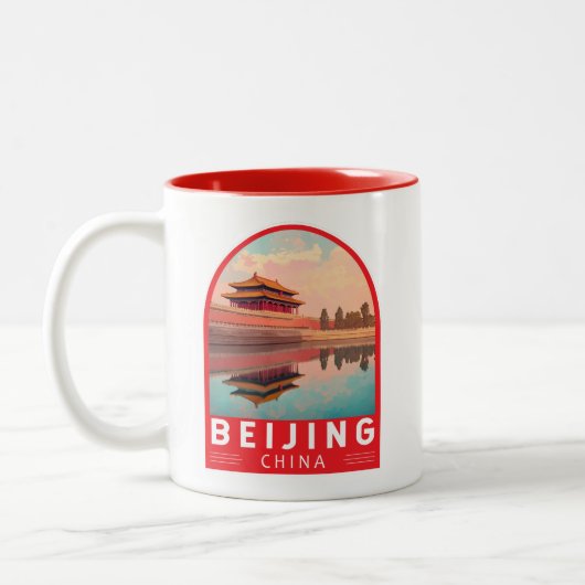 Beijing China Travel Art Emblem Zweifarbige Tasse (Links)