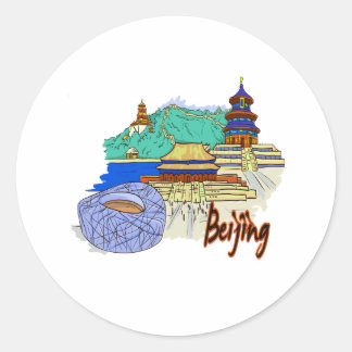 Beijing city travel graphic.png runder aufkleber
