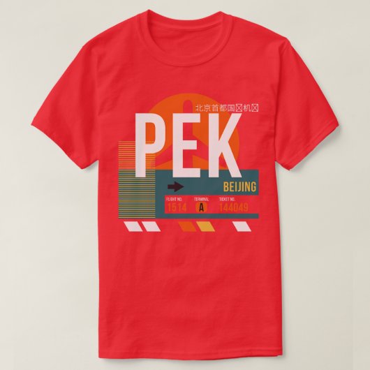 Beijing PEK Airport Code Gepäckmarke T-Shirt (Design vorne)