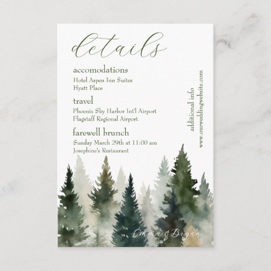 Beilagekarte |FOrest Pine Aquarell Begleitkarte (Vorderseite)
