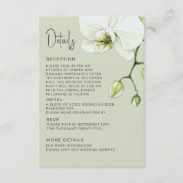 Beilagekartendetails für Hochzeitsorchidee. Begleitkarte