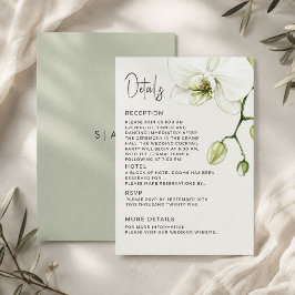 Beilagekartendetails für Hochzeitsorchidee. Begleitkarte