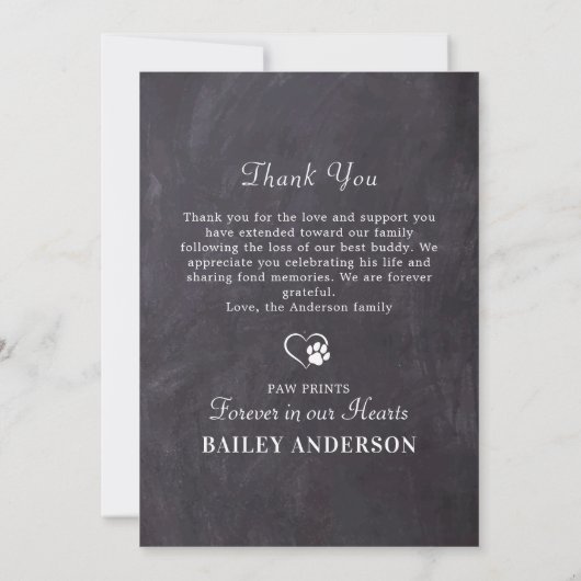 Beileid 3 Foto Personalisierter Hundeplan Dankeskarte (Rückseite)