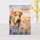 Beileid Airedale Terrier Dog Wildblume Wiese Karte (Gelbe Blume)