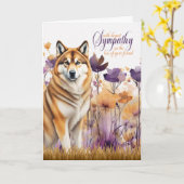 Beileid Akita Hund Lila Wildblume Wiese Karte (Gelbe Blume)
