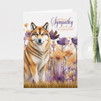 Beileid Akita Hund Lila Wildblume Wiese