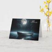 Beileid Altes Boot auf dem Mondlichtsee Karte (Gelbe Blume)