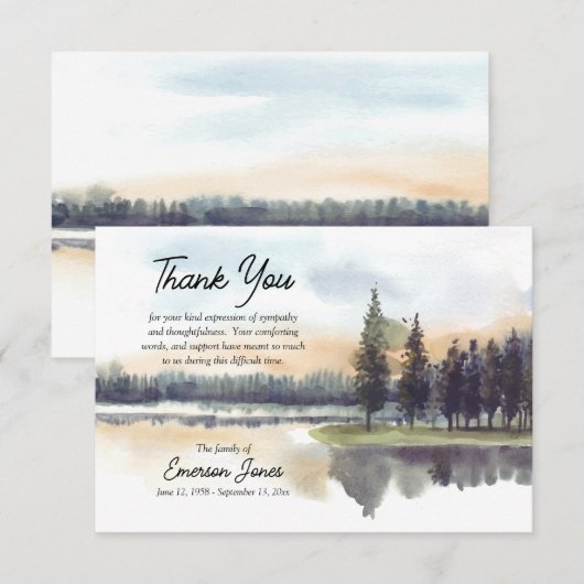 Beileid am See Flat Dankeschön Karte (Vorne/Hinten)