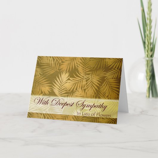 Beileid anstelle von Blume mit Palmfronten Karte (Vorderseite)