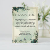 Beileid Aquamarin Florals Beileid Vielen Dank Dankeskarte (Stehend Vorderseite)