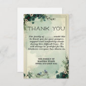 Beileid Aquamarin Florals Beileid Vielen Dank Dankeskarte (Vorne/Hinten)