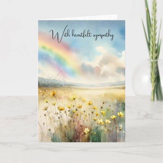 Beileid Aquarellbogen in einer Wildblume Wiese Karte (Vorderseite)